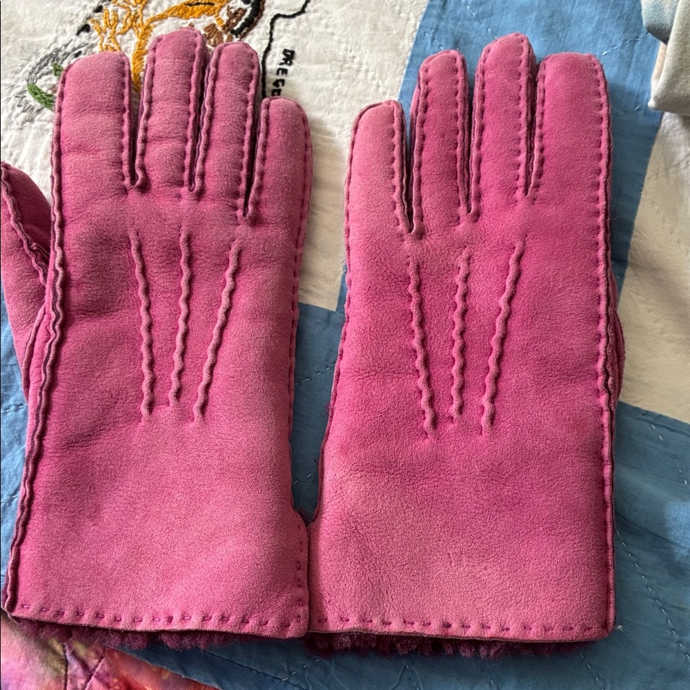 Justin Gregory shearling Pink Gloves